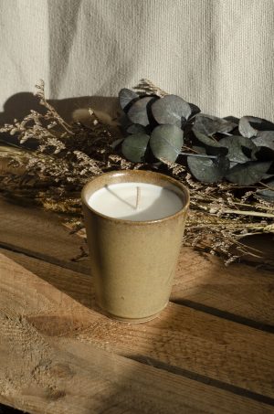 Bougie pot en grès Digoin