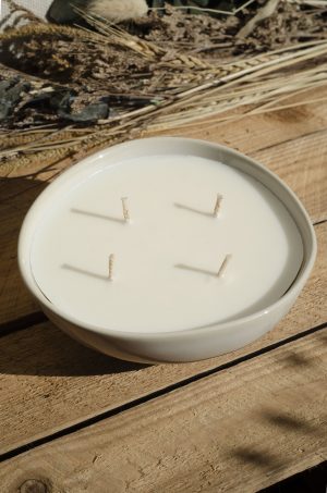 Bougie bol irrégulier beige