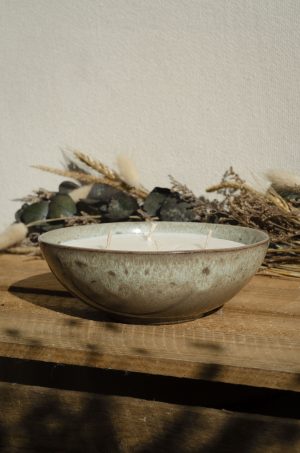 Bougie bol irrégulier gris motifs