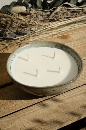 Bougie bol irrégulier gris motifs