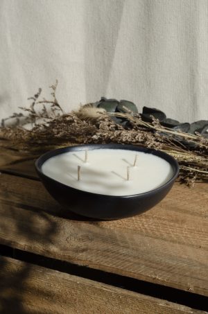 Bougie bol irrégulier noir mat