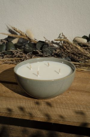 Bougie bol vert gris