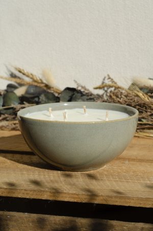 Bougie bol vert gris