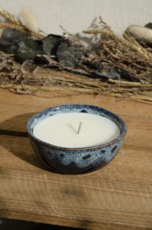 Bougie petit bol noir reflets bleu